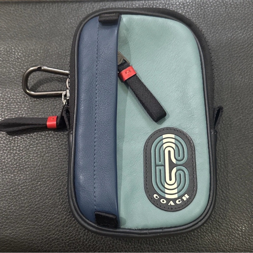 Coach Men’s Colorblock Leather Crossbody Sling Bag Blue/Teal Travel